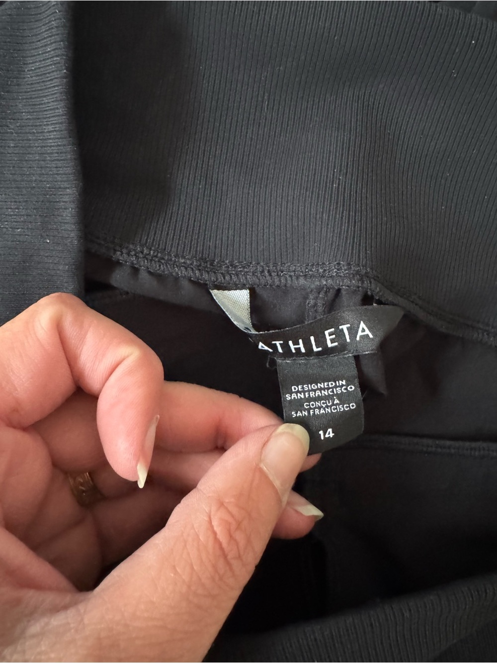 Athleta Black Tuxedo Stripe Nolita Slim Tapered Crop Pull On Pant, Size 14 - Picture 9 of 16